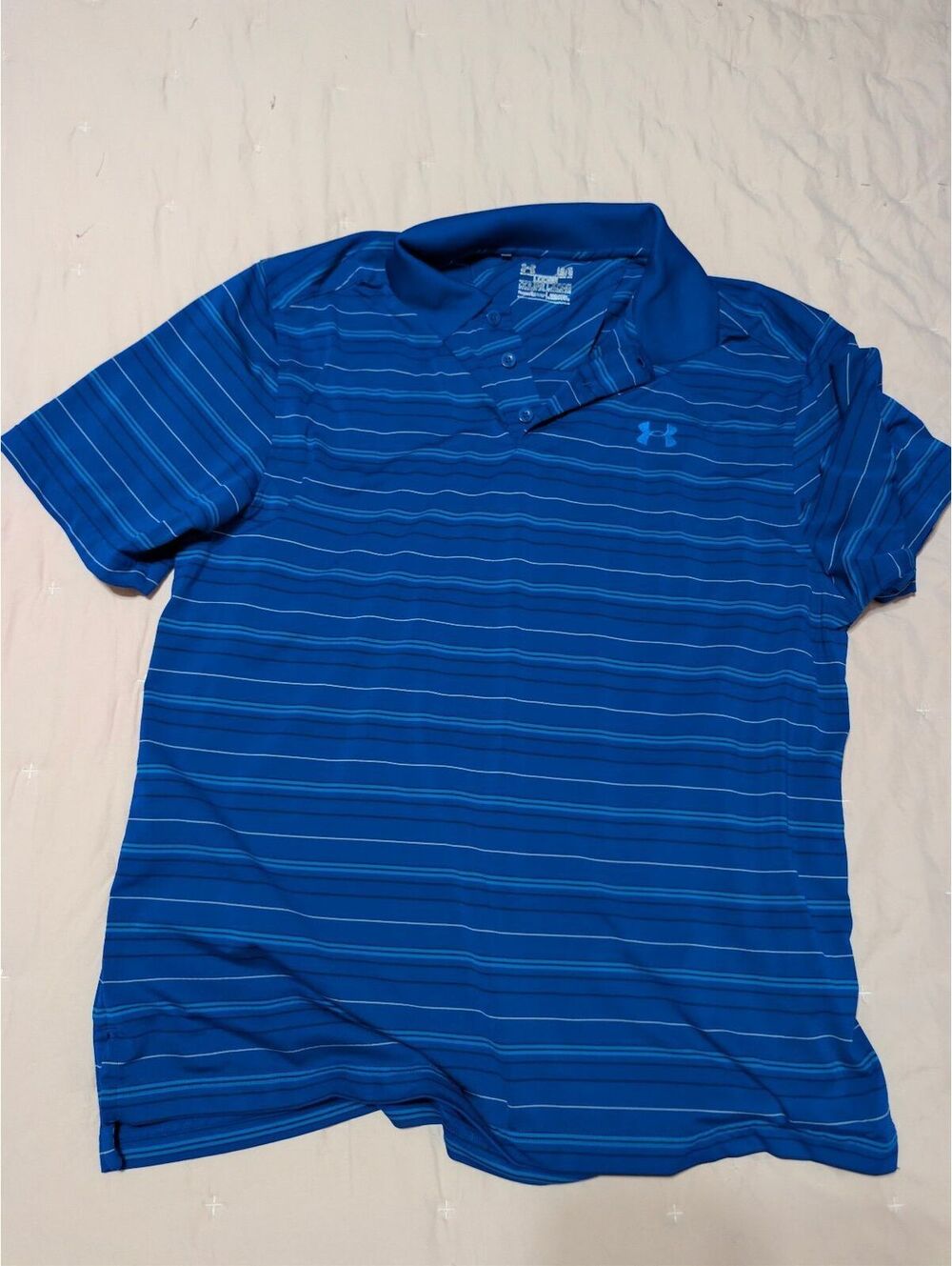 Under Armour Men's Loose Fit Blue Striped Polo Shirt Size L